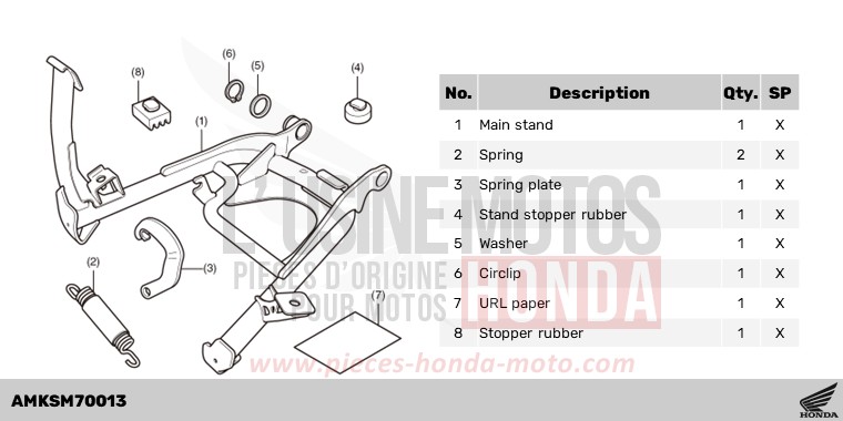 KIT,MAIN STAND de Africa Twin DCT GRAND PRIX RED (R380B) de 2023